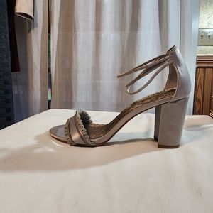 Women's Dressy Silver Strappy Sandal Block Heel